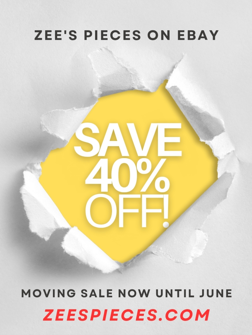 Yellow 'Save 40% Off' Promotional Poster